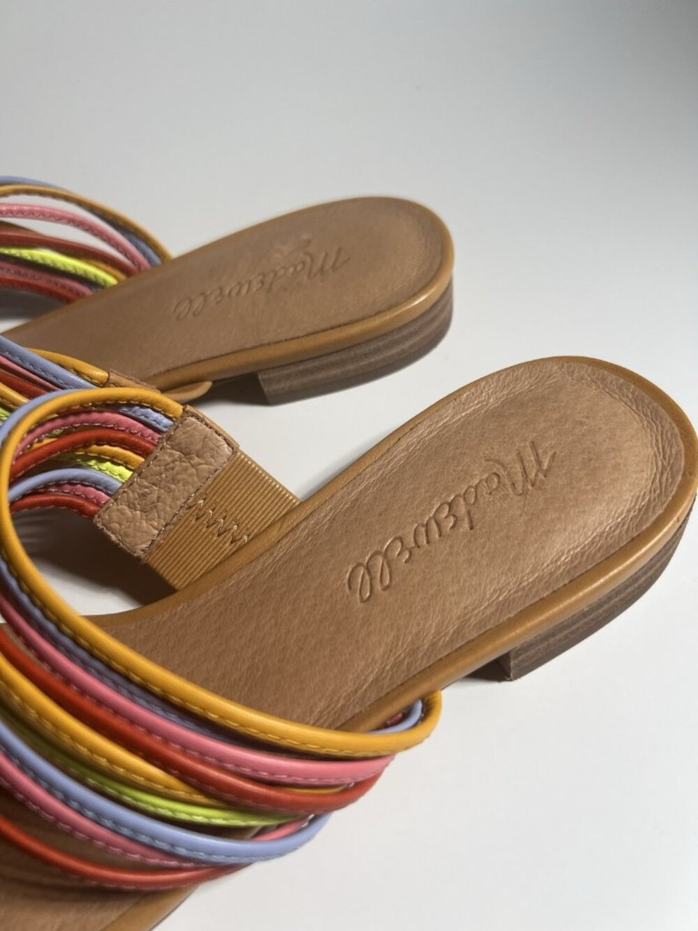 Madewell Meg Slide Micro Strap Leather Sandals Rainbow Women’s Size 6.5 - Picture 6 of 14